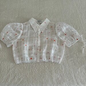 Petite Studio New York‎ Penelope Top Women's XS Floral Puff Sleeve Blouse